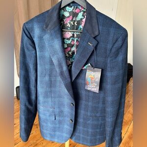 Harry Brown London Navy Windowpane Check jacket